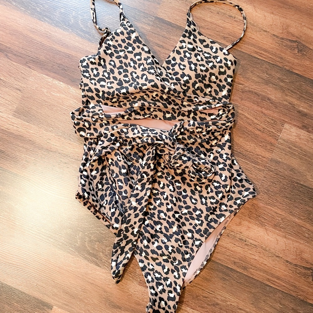 Aerie Cheetah Wrap Swimsuit